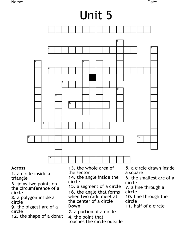 Unit 5 Crossword
