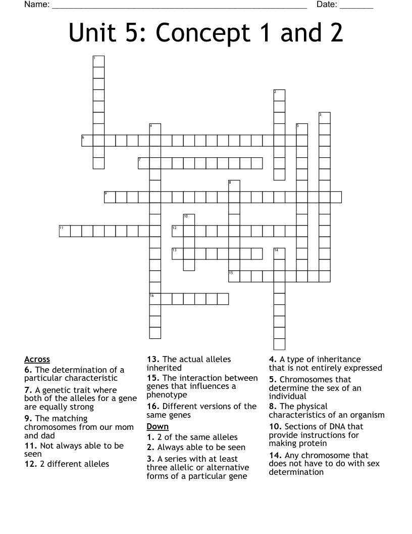 Unit 5: Concept 1 and 2  Crossword