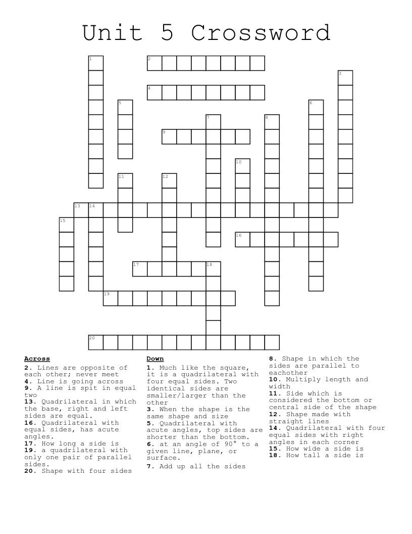 Unit 5 Crossword