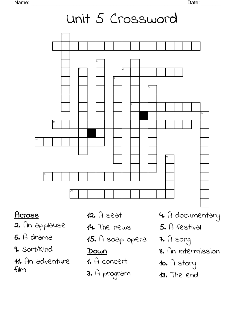 Unit 5 Crossword
