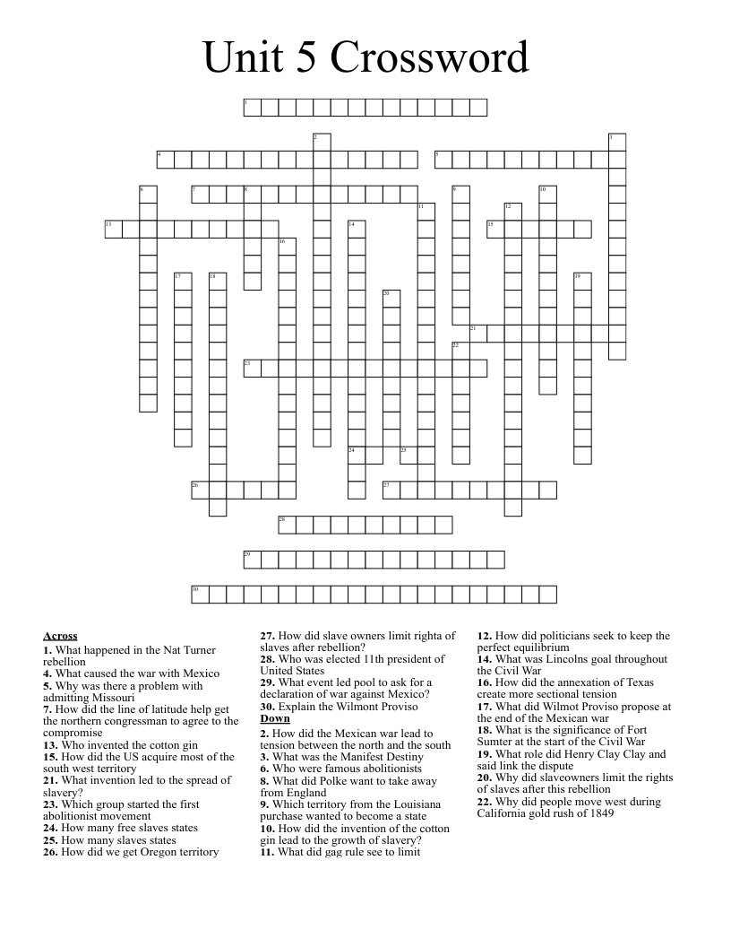 Unit 5 Crossword 