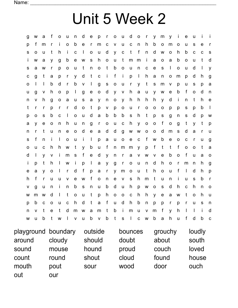 Unit 5 Week 2  Word Search