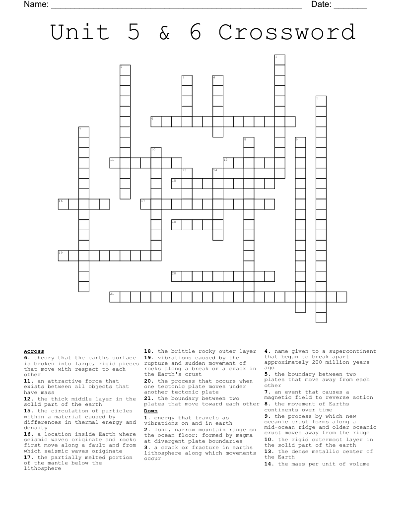 Unit 5 & 6 Crossword
