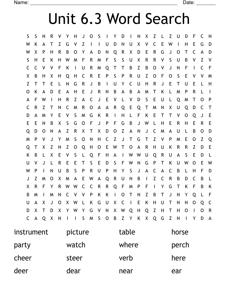 Unit 6.3 Word Search