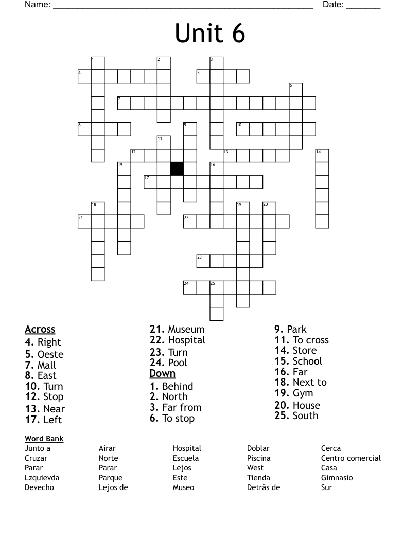 Unit 6 Crossword