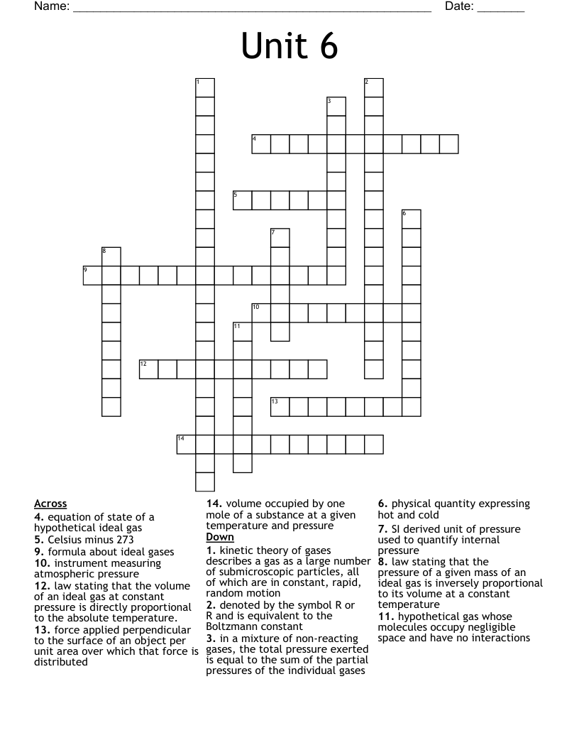 Unit 6 Crossword