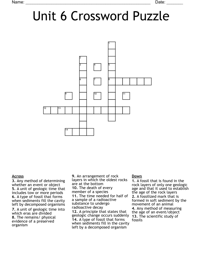 Unit 6 Crossword Puzzle