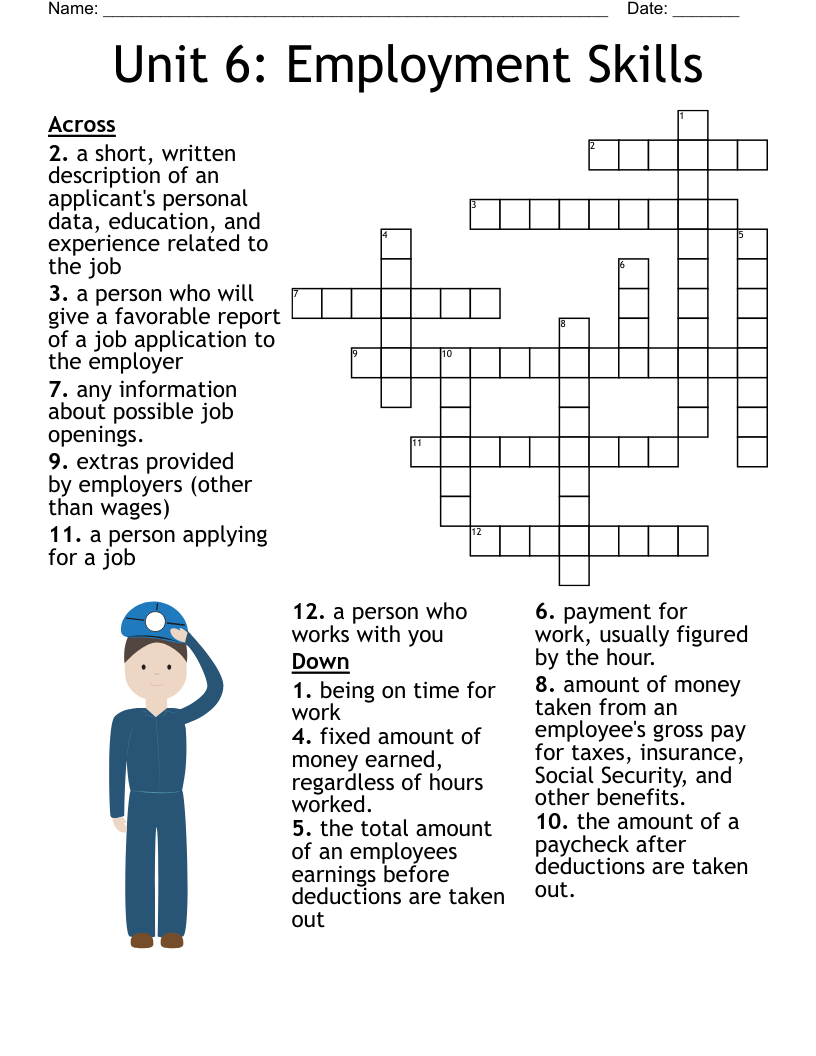 Unit 6: Employment Skills Crossword