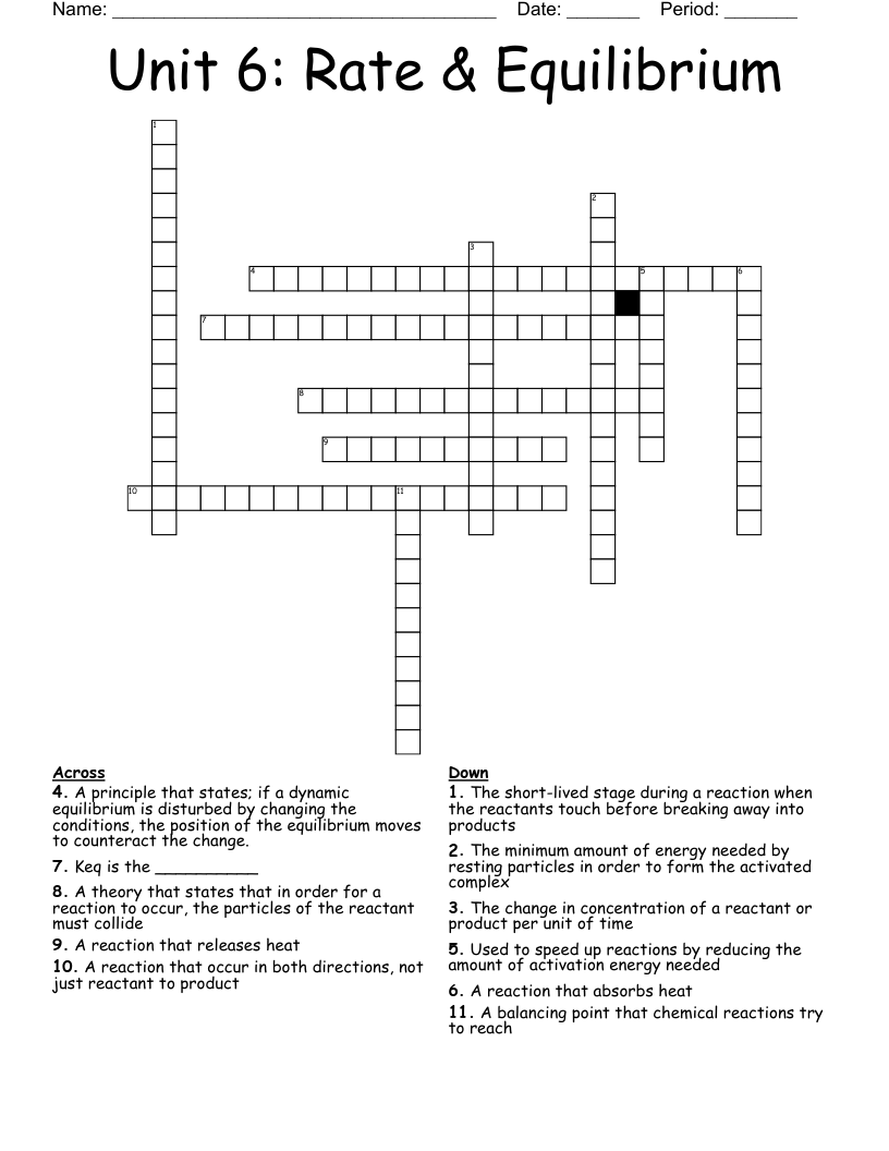 Unit 6: Rate & Equilibrium Crossword