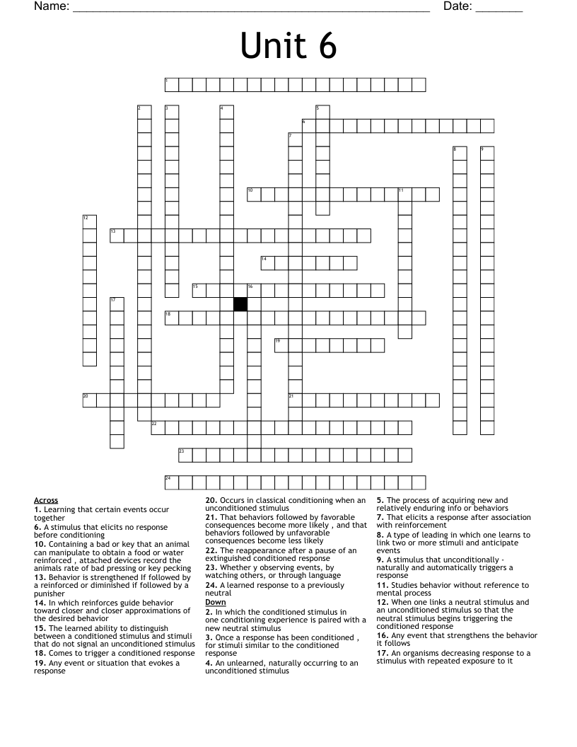 Unit 6  Crossword
