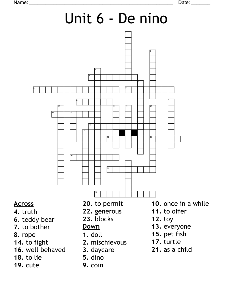 Unit 6 - De nino Crossword