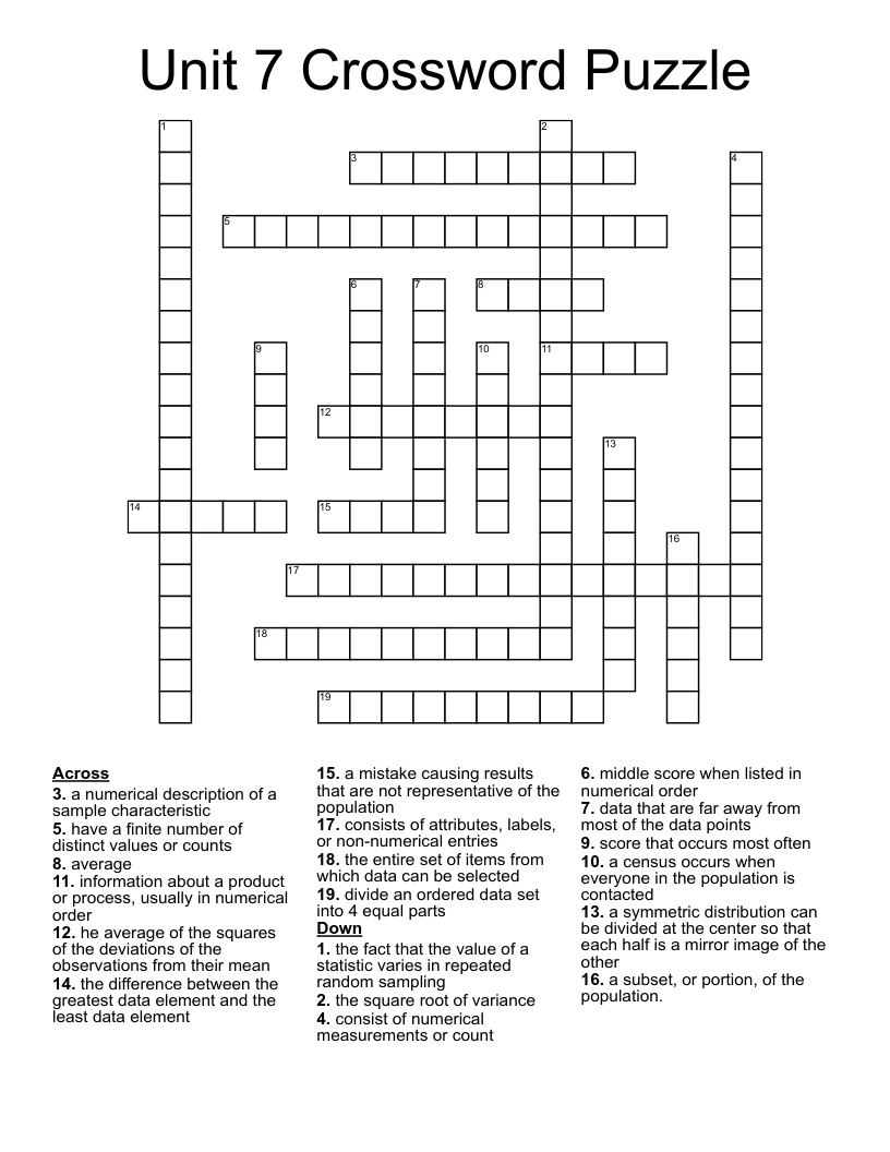 Unit 7 Crossword Puzzle