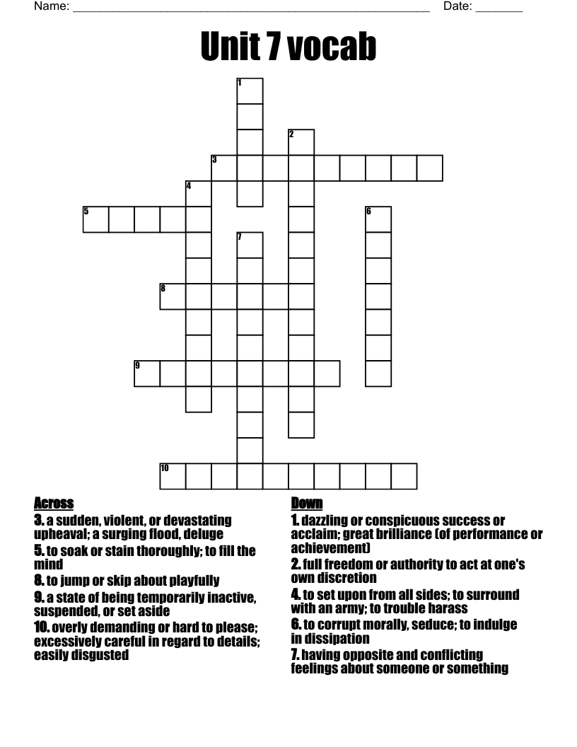 Unit 7 vocab Crossword