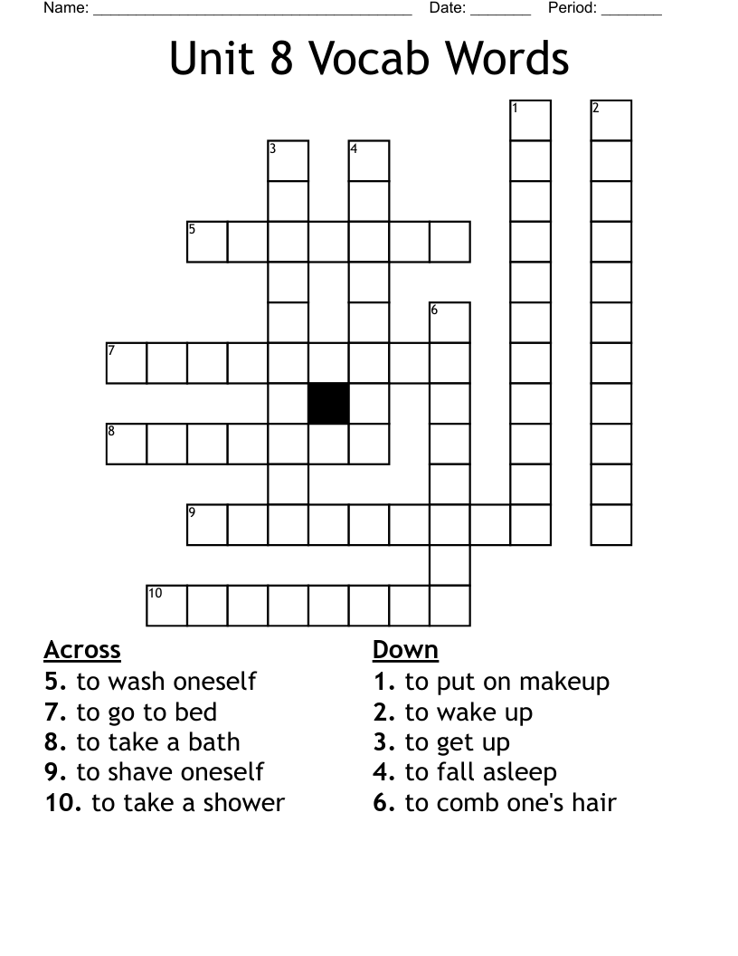 Unit 8 Vocab Words Crossword