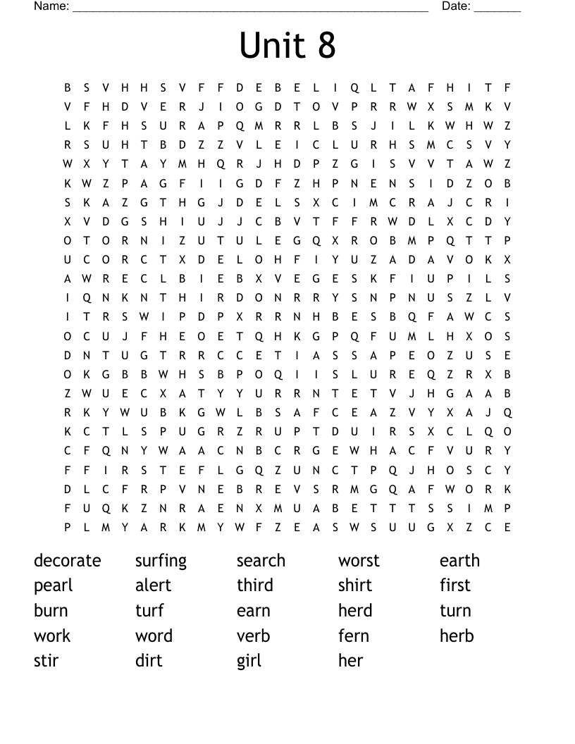 Unit 8  Word Search
