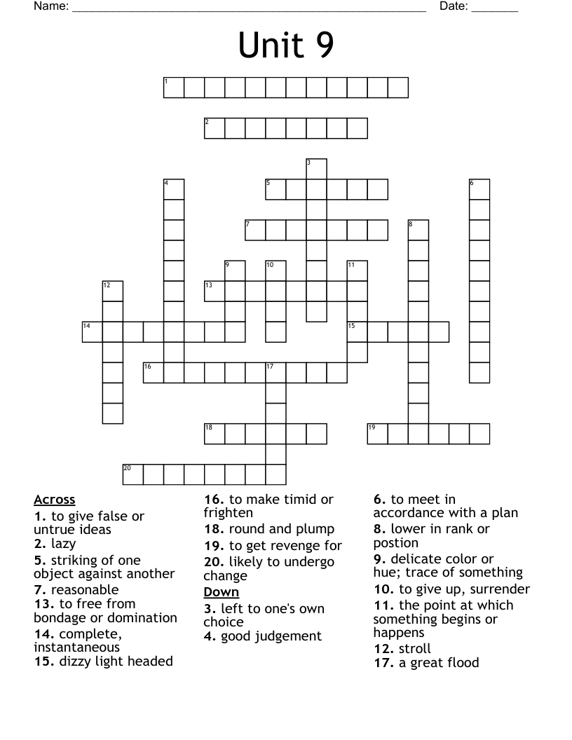 Unit 9 Crossword