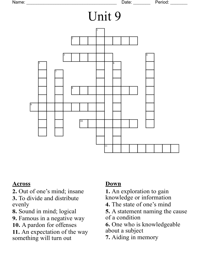 Unit 9 Crossword
