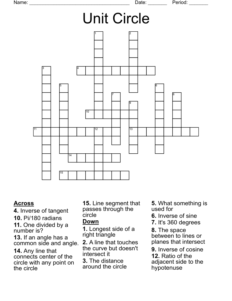 Unit Circle Crossword