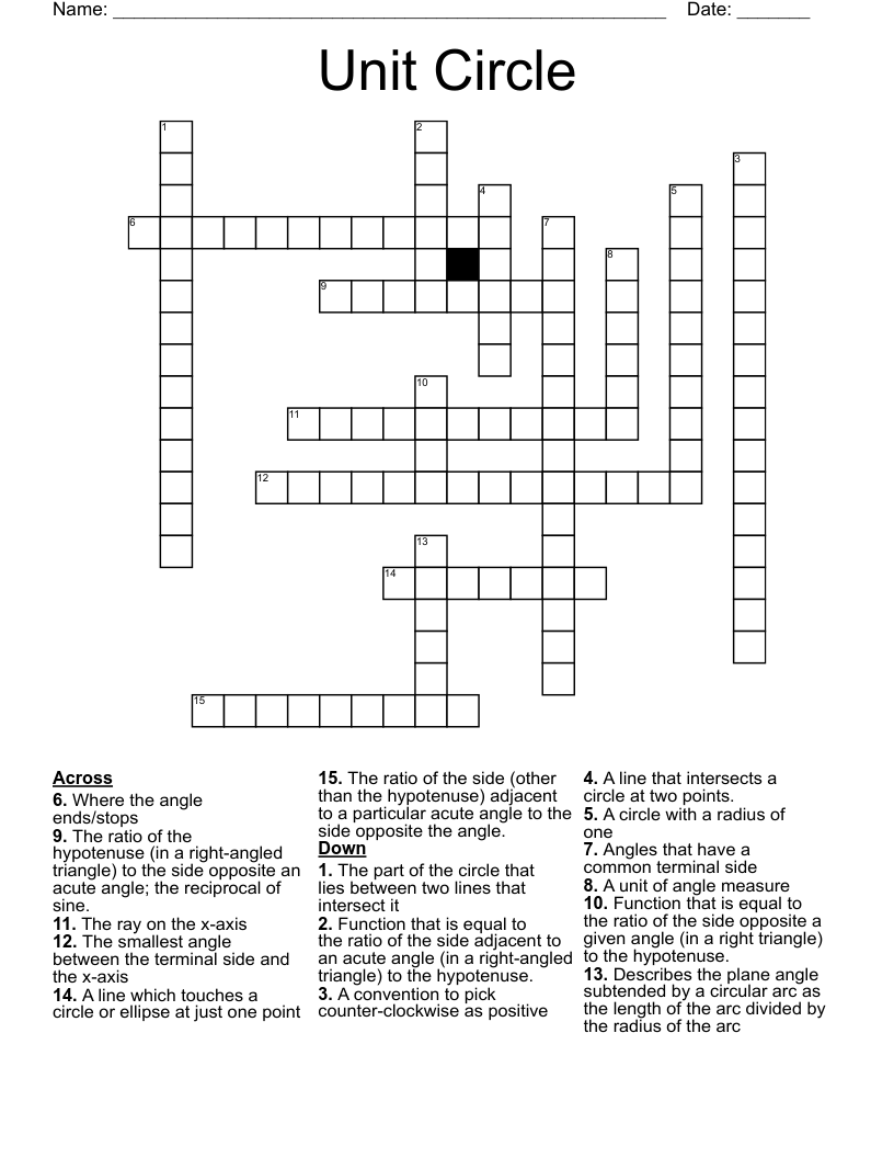 Unit Circle Crossword