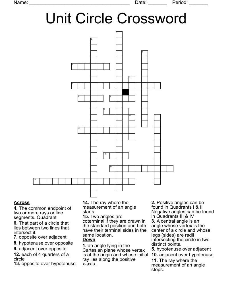 Unit Circle Crossword