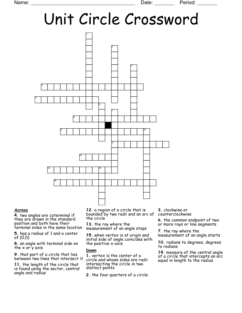 Unit Circle Crossword