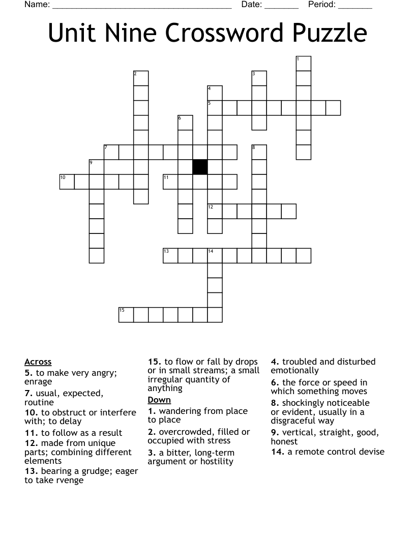 Unit Nine Crossword Puzzle