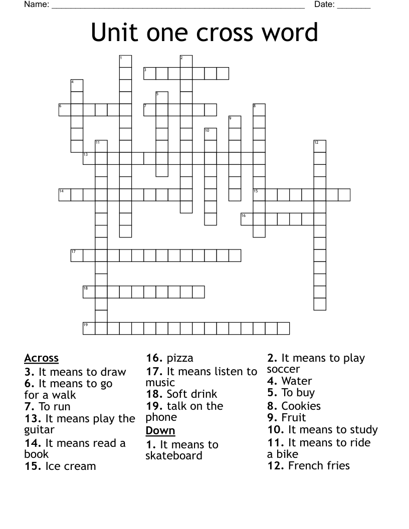 Unit one cross word