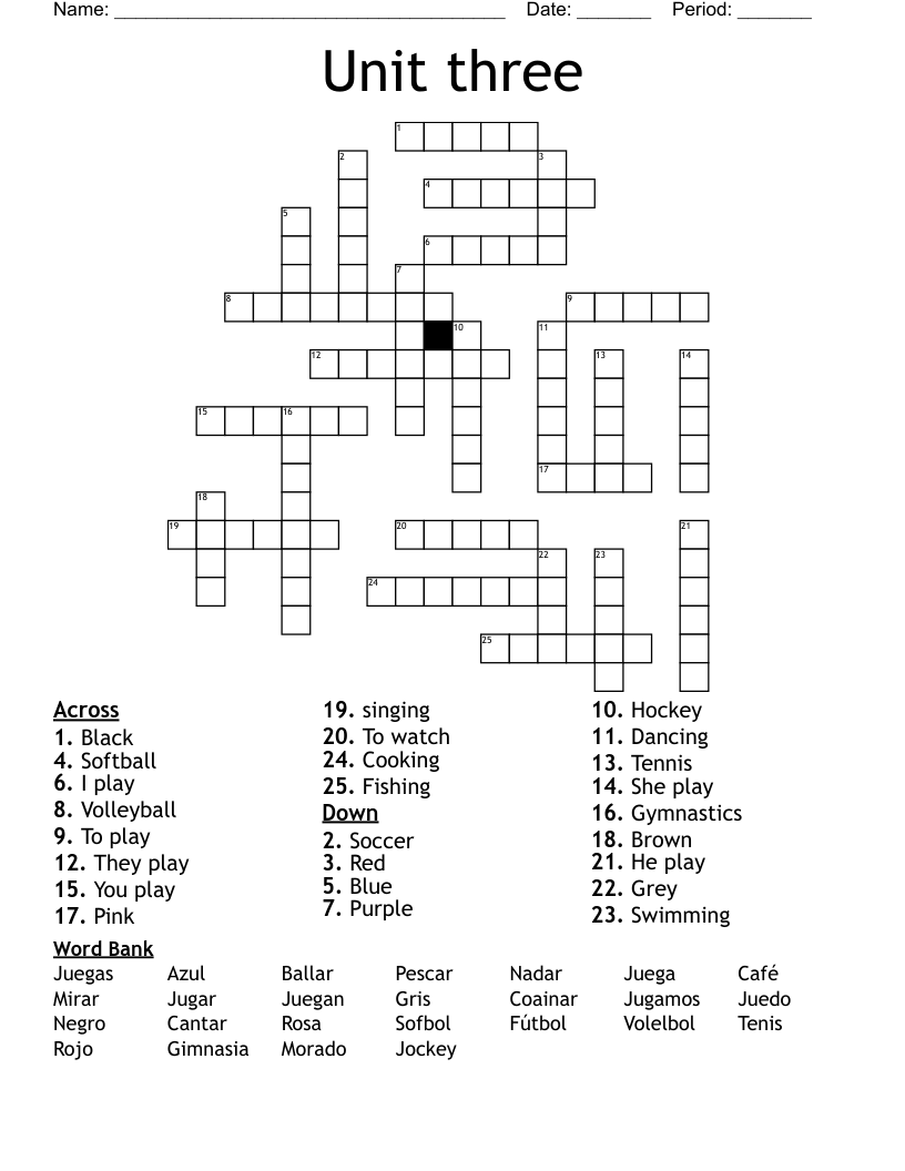 Unit three  Crossword