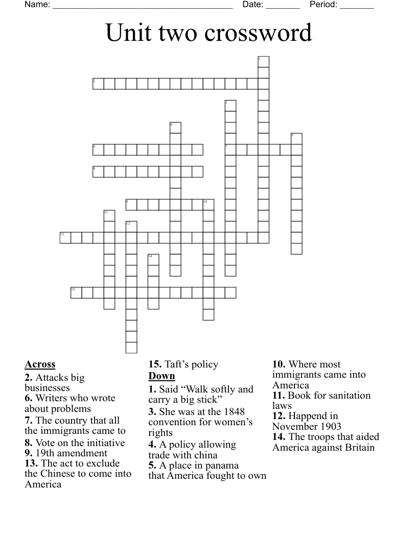 Unit two crossword 