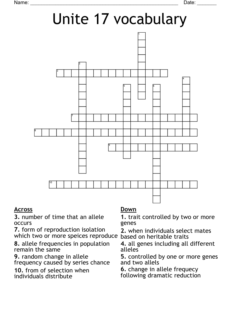 Unite 17 vocabulary Crossword