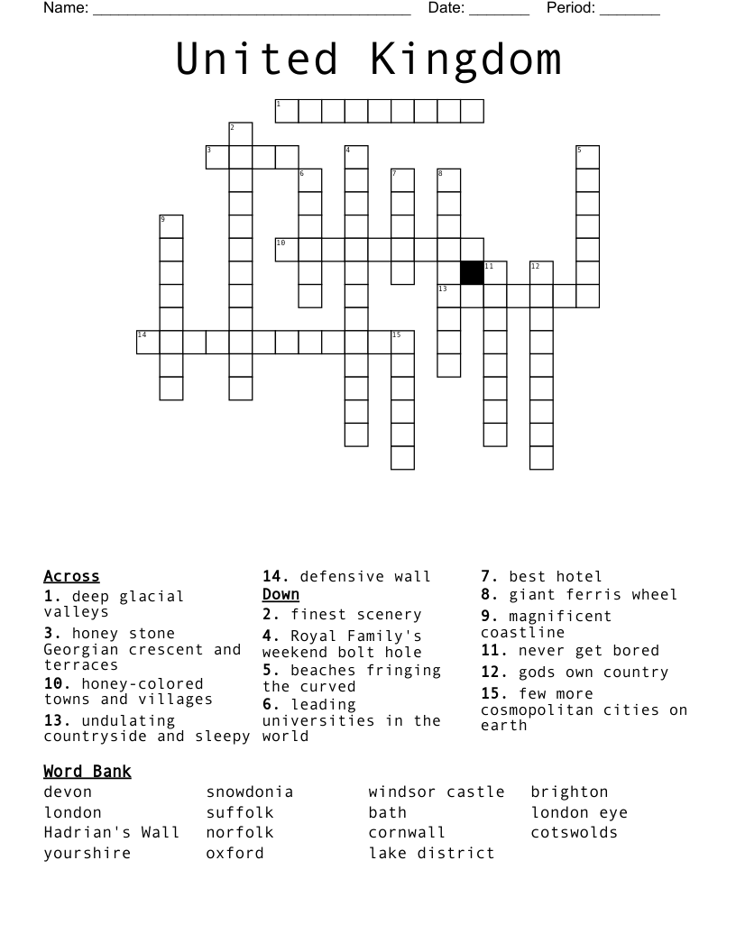 United Kingdom Crossword