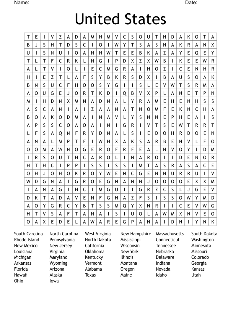 United States Word Search