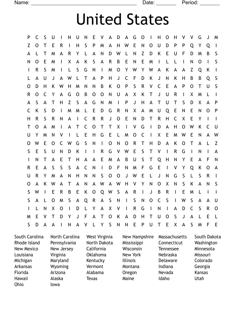 United States Word Search