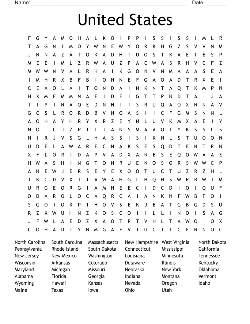 United States Word Search