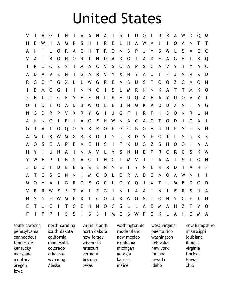 United States Word Search