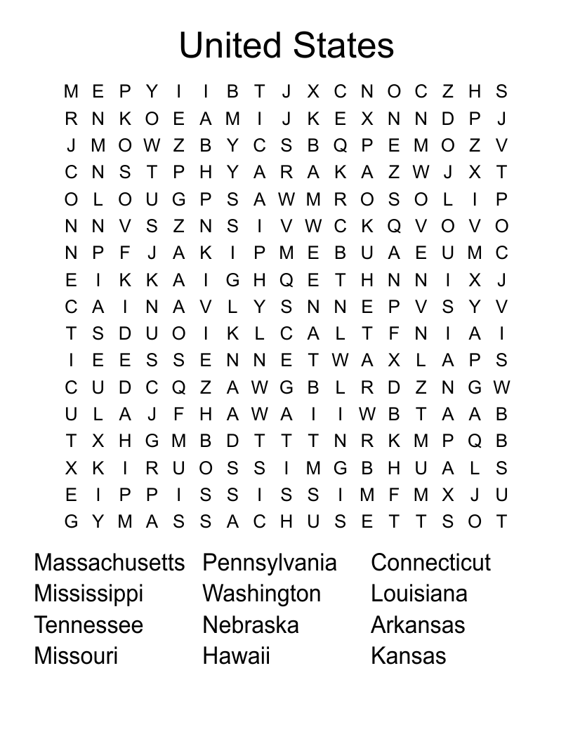 United States Word Search