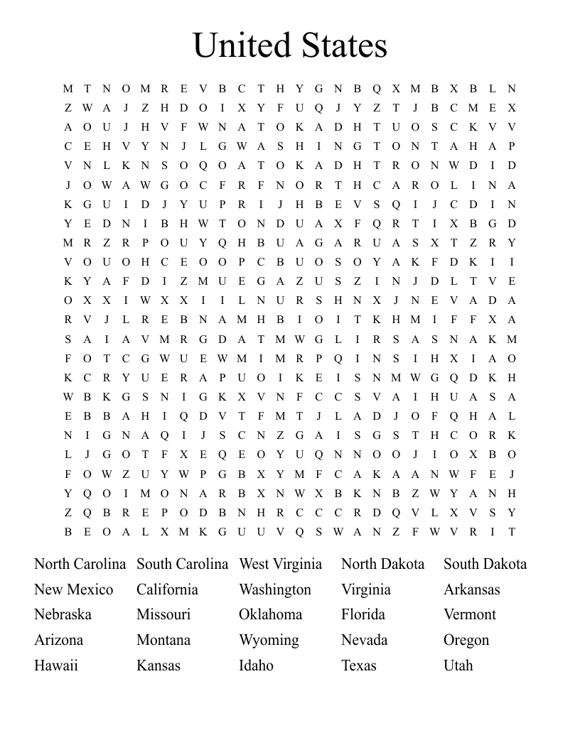 United States Word Search