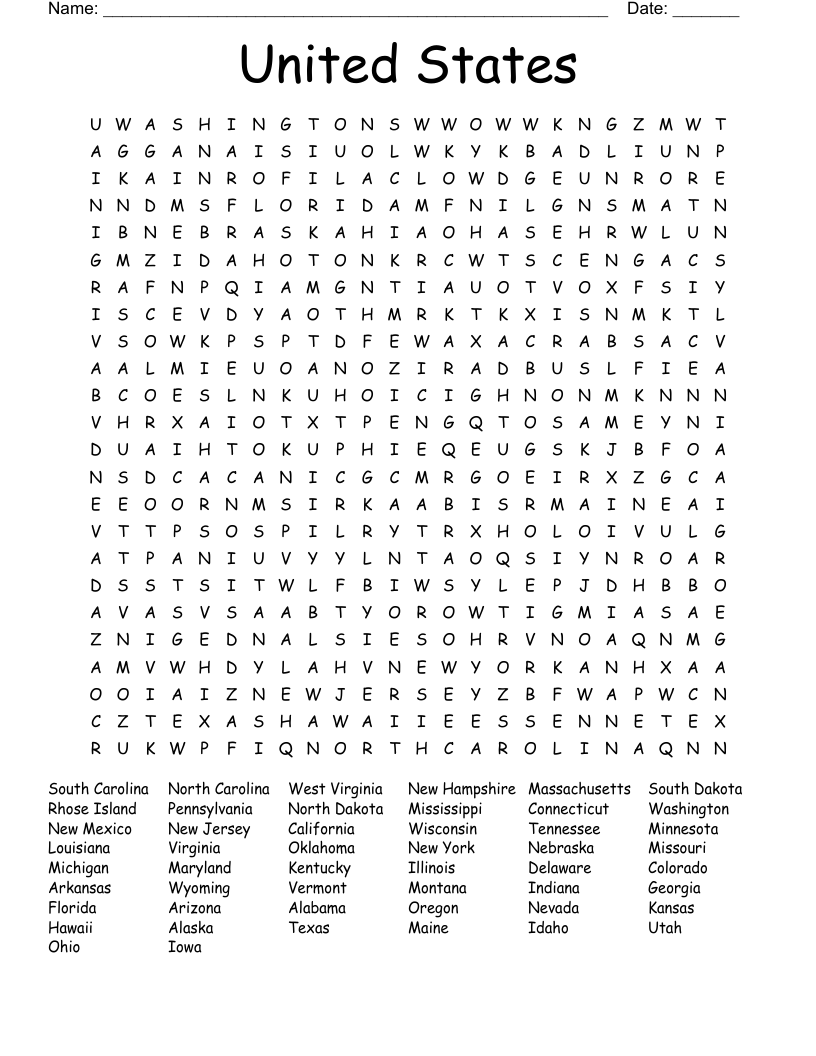 United States Word Search