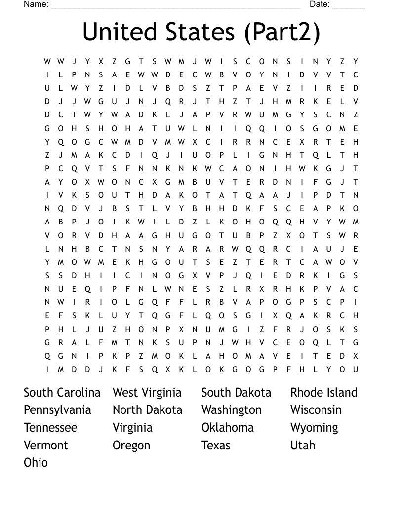 United States (Part2) Word Search