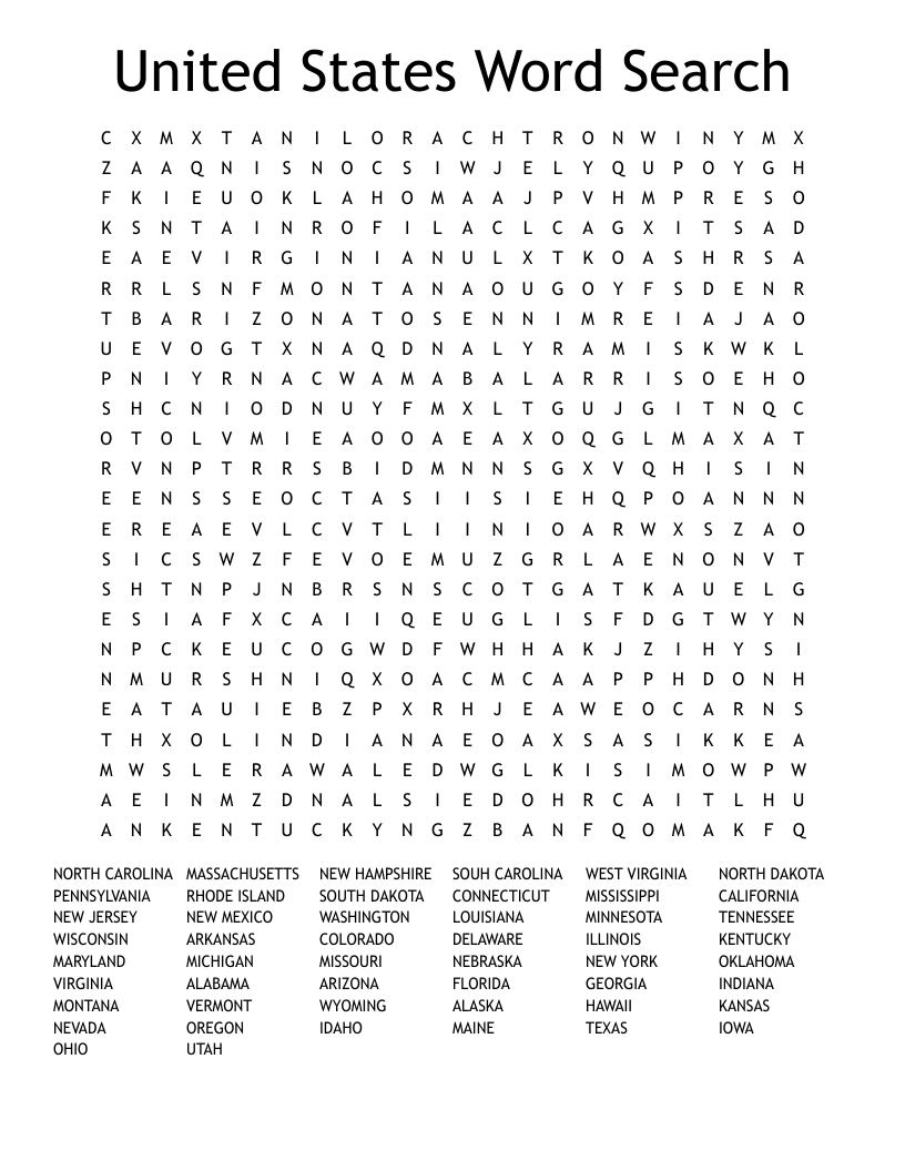 United States Word Search