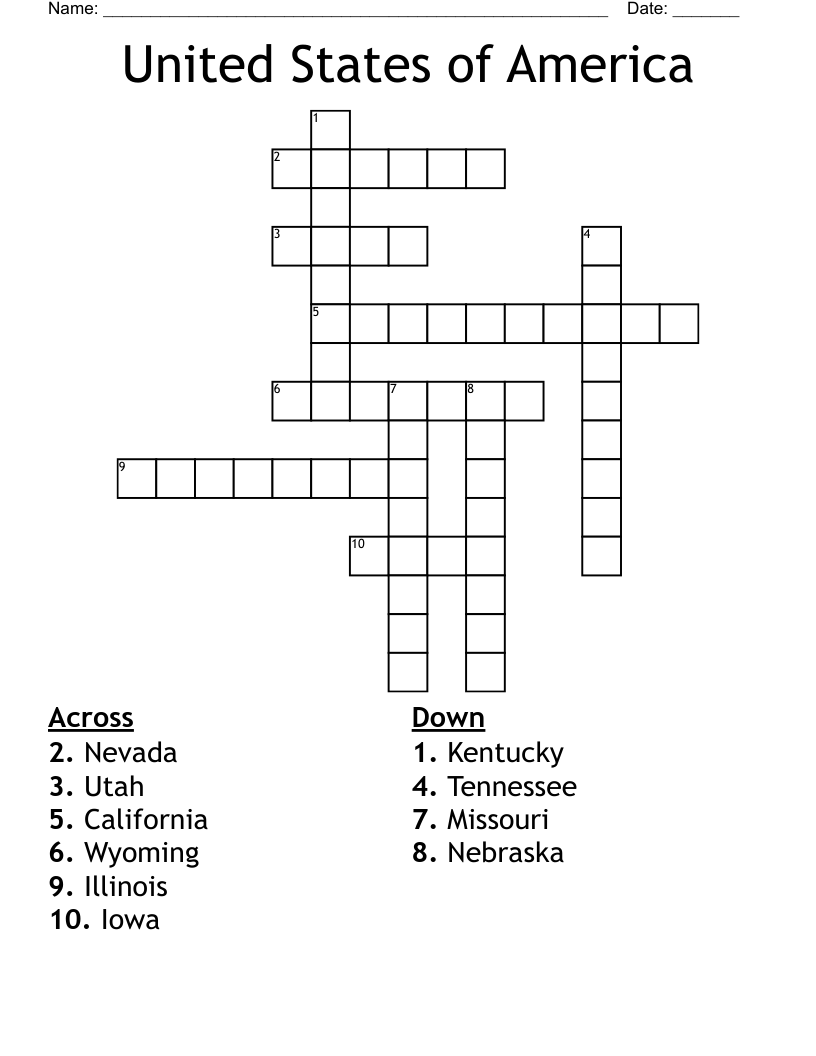 United States of America Crossword