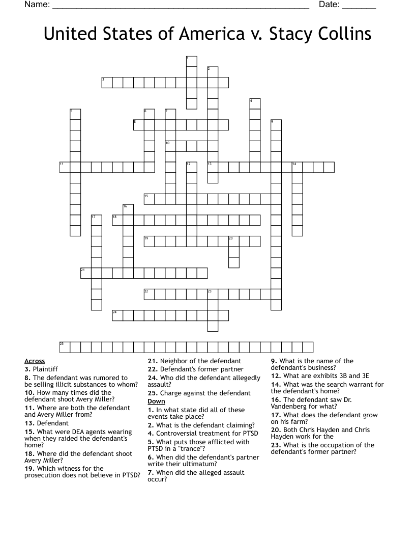 United States of America v. Stacy Collins Crossword