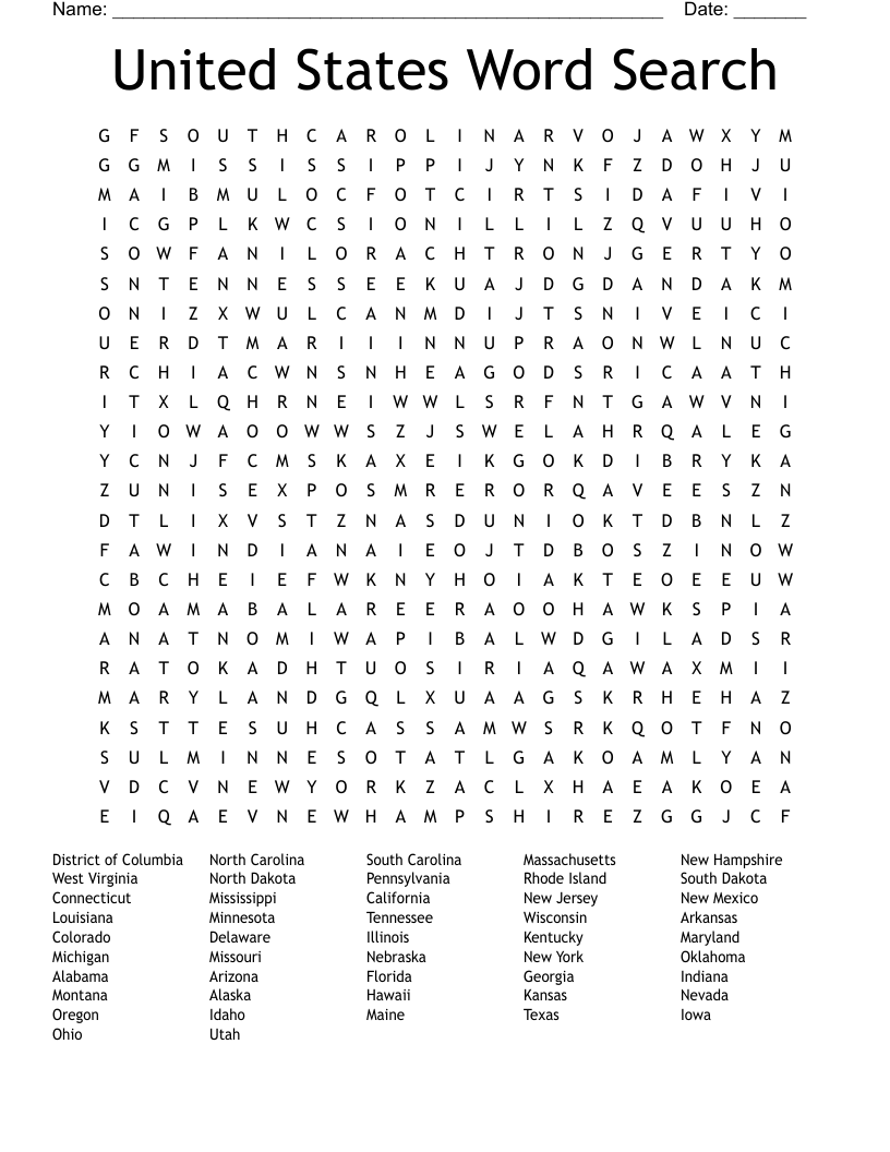 United  States Word Search