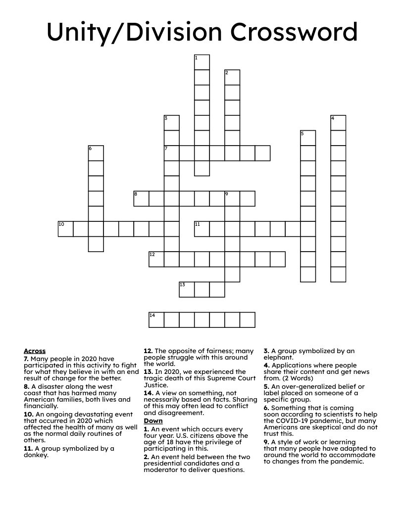 Unity/Division Crossword