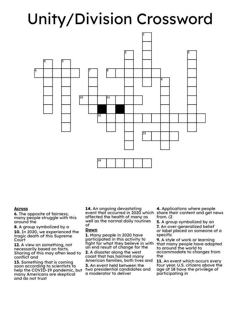 Unity/Division Crossword