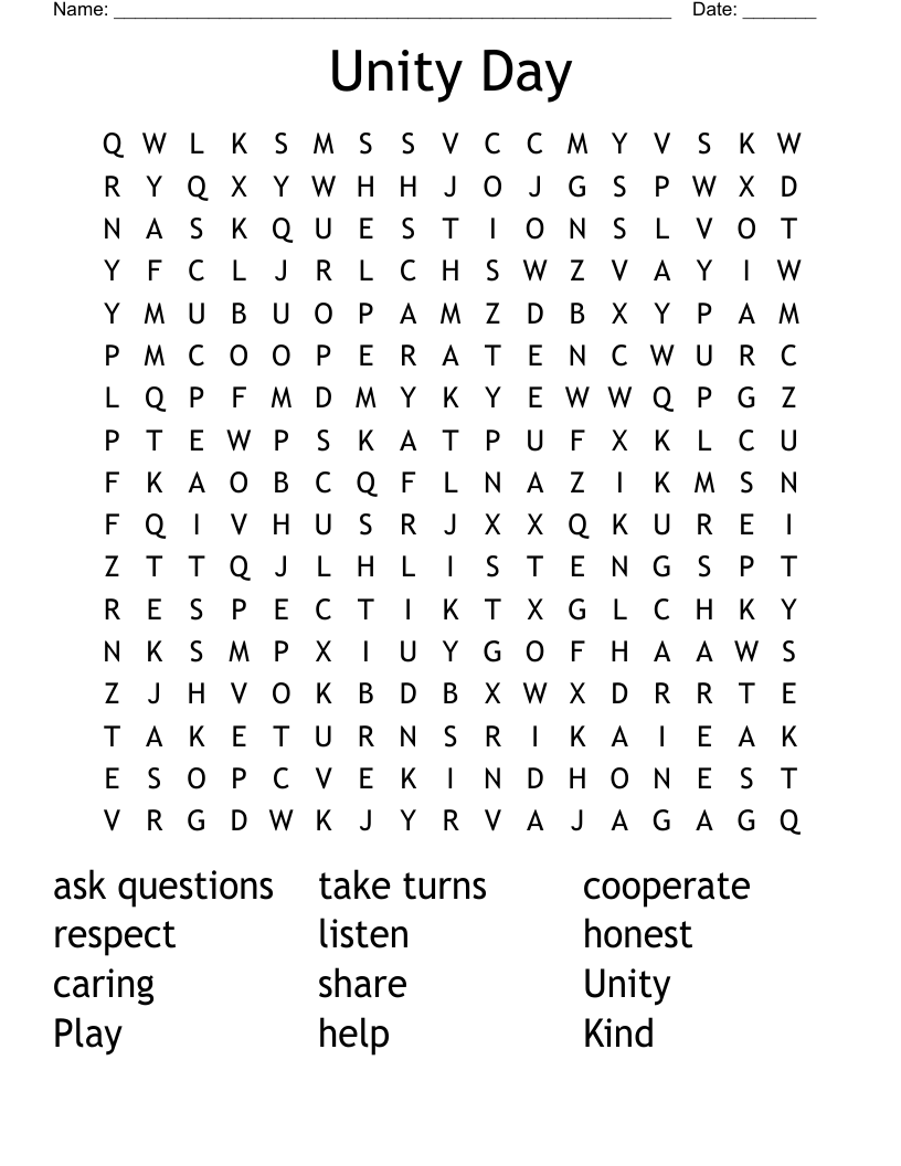 Unity Day  Word Search