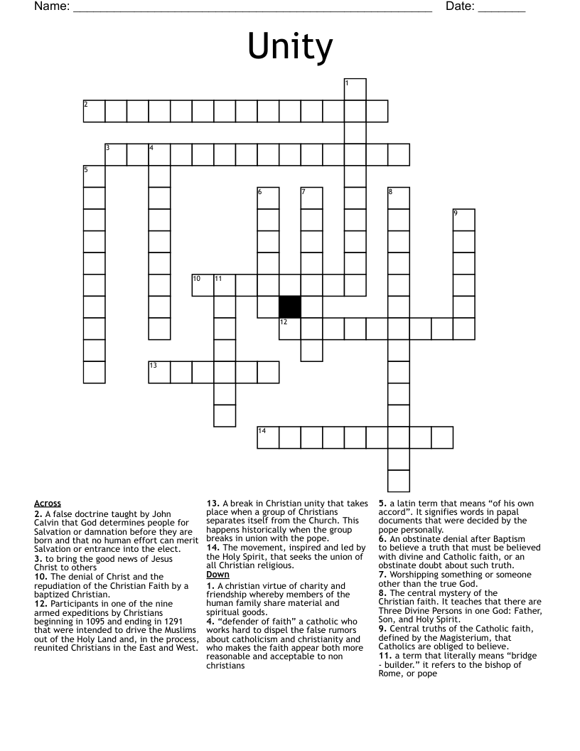 Unity  Crossword