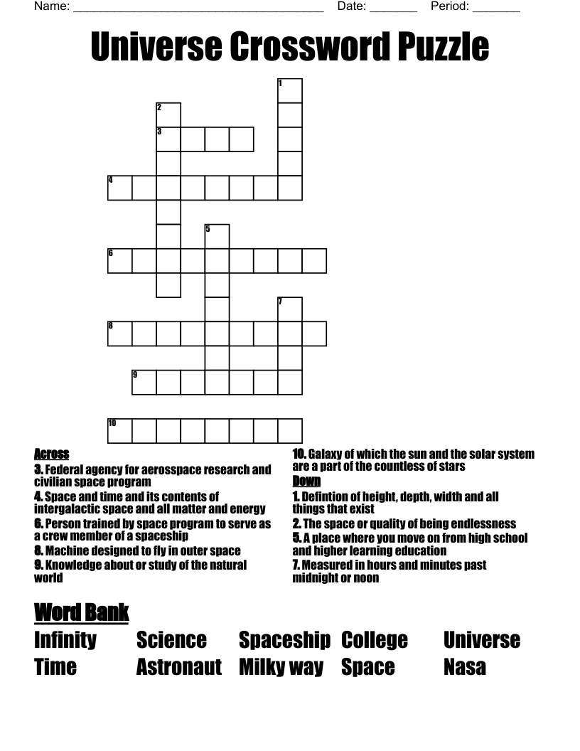 Universe Crossword Puzzle