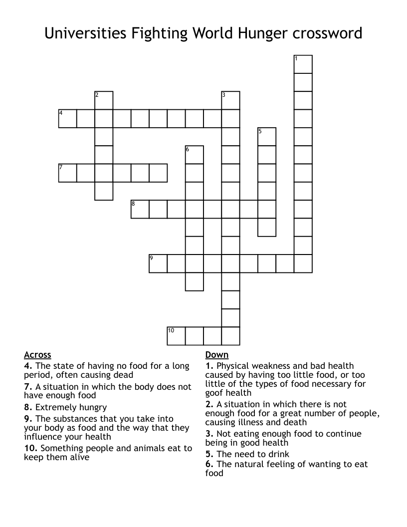 Universities Fighting World Hunger crossword 