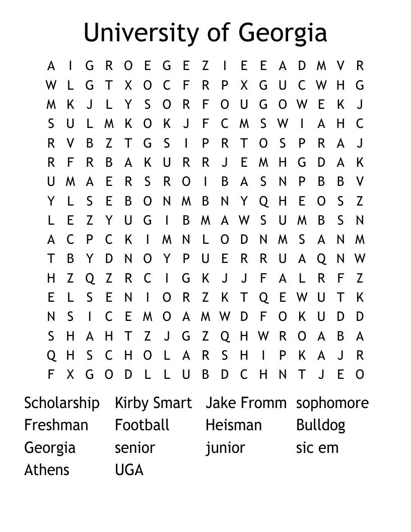 University of Georgia  Word Search
